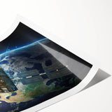 Satellite Over Earth - Stunning Space-Themed Canvas Art for Home Decor