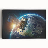 Satellite Over Earth - Stunning Space-Themed Canvas Art for Home Decor