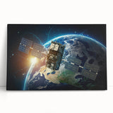 Satellite Over Earth - Stunning Space-Themed Canvas Art for Home Decor