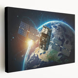 Satellite Over Earth - Stunning Space-Themed Canvas Art for Home Decor