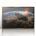 Satellite at Sunrise - Cosmic Wall Decor Space-Themed Canvas Art