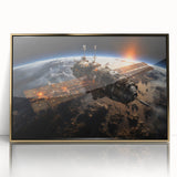 Satellite at Sunrise - Cosmic Wall Decor Space-Themed Canvas Art