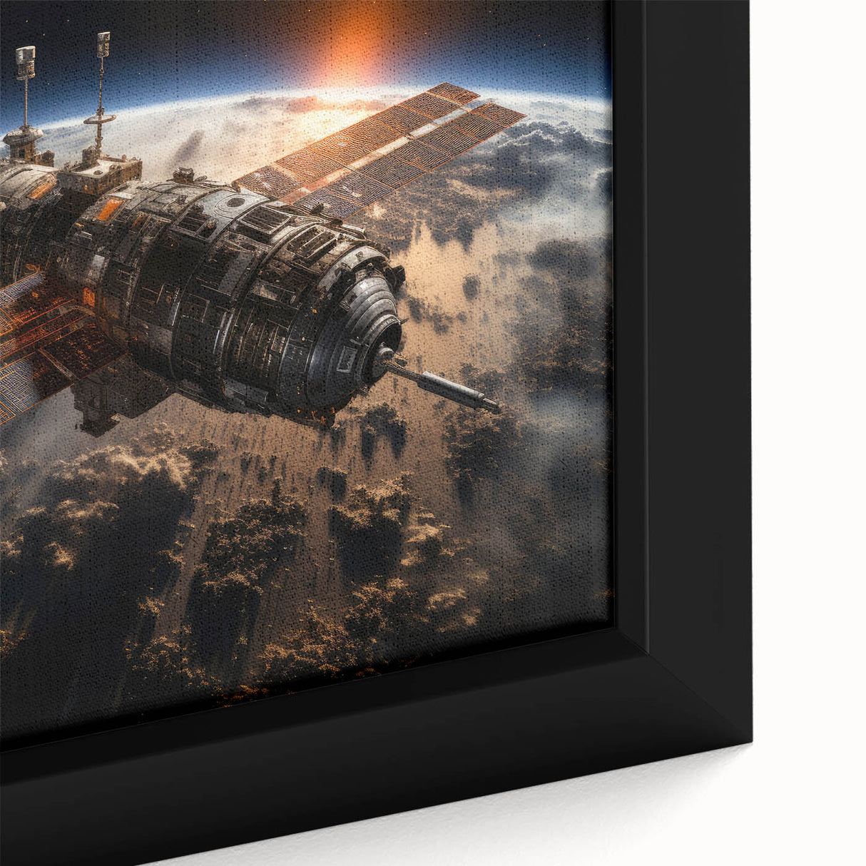 Satellite at Sunrise - Cosmic Wall Decor Space-Themed Canvas Art