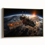 Satellite at Sunrise - Cosmic Wall Decor Space-Themed Canvas Art