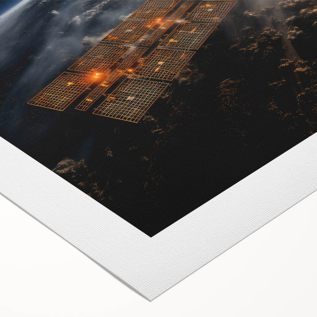 Satellite at Sunrise - Cosmic Wall Decor Space-Themed Canvas Art