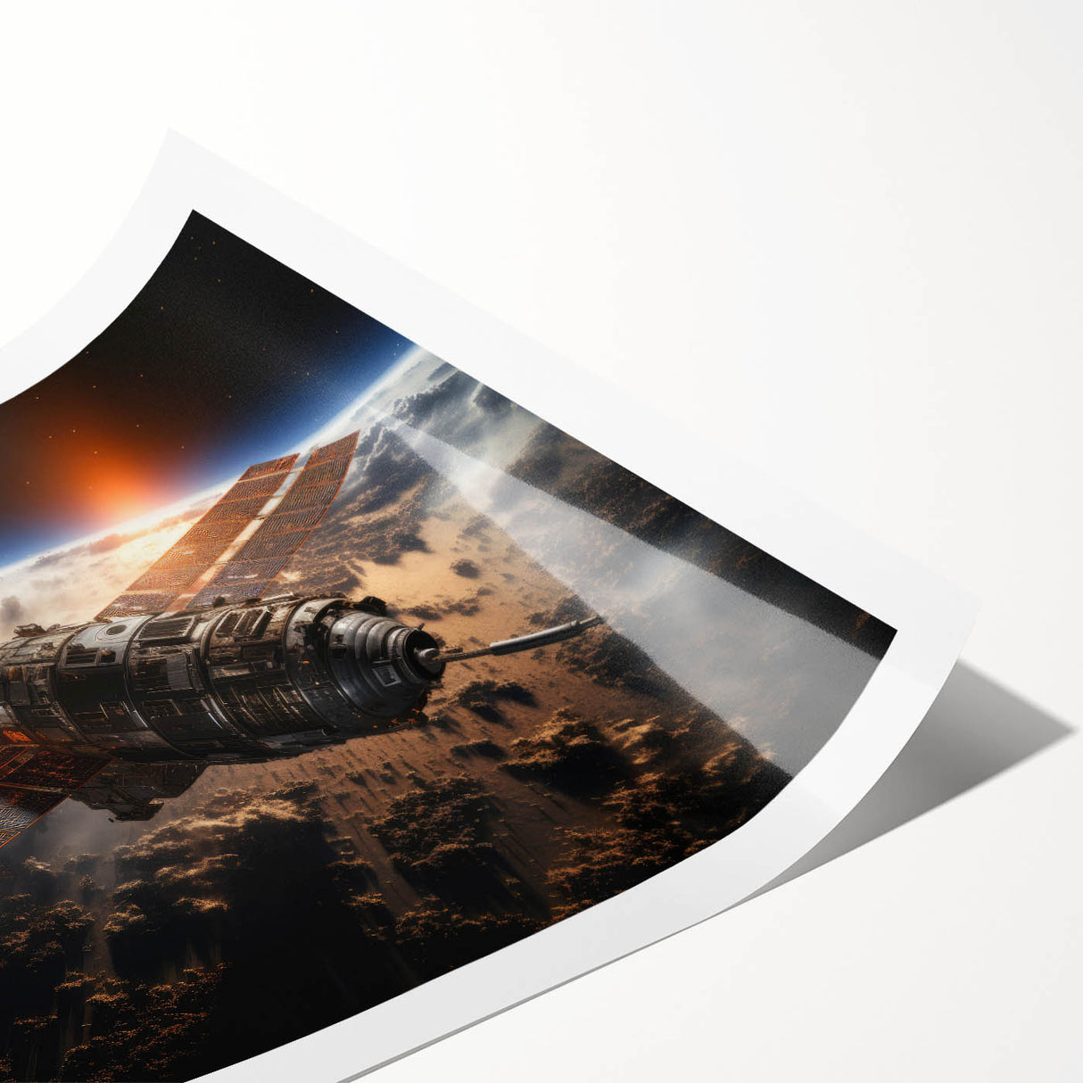 Satellite at Sunrise - Cosmic Wall Decor Space-Themed Canvas Art