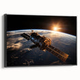 Satellite at Sunrise Over Earth - Stunning Cosmic Wall Decor Art