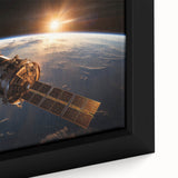 Satellite at Sunrise Over Earth - Stunning Cosmic Wall Decor Art