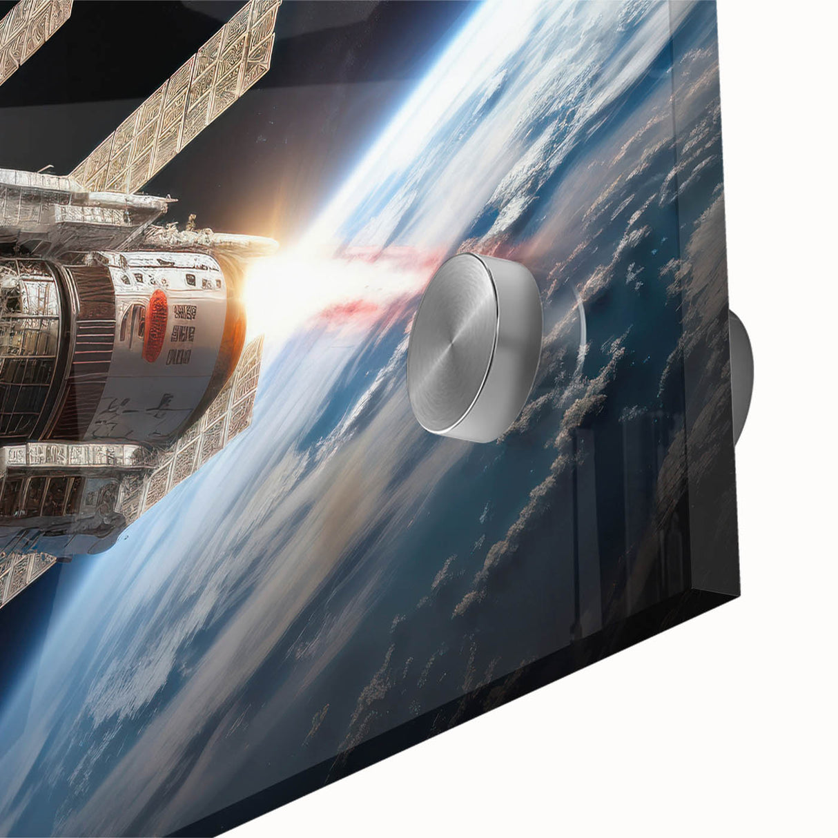 Satellite Launch Over Earth - Space-Themed Wall Art for Home Decor