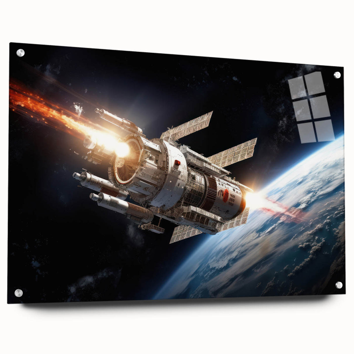 Satellite Launch Over Earth - Space-Themed Wall Art for Home Decor