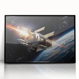 Satellite Launch Over Earth - Space-Themed Wall Art for Home Decor