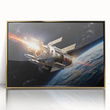 Satellite Launch Over Earth - Space-Themed Wall Art for Home Decor