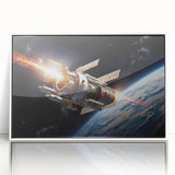Satellite Launch Over Earth - Space-Themed Wall Art for Home Decor