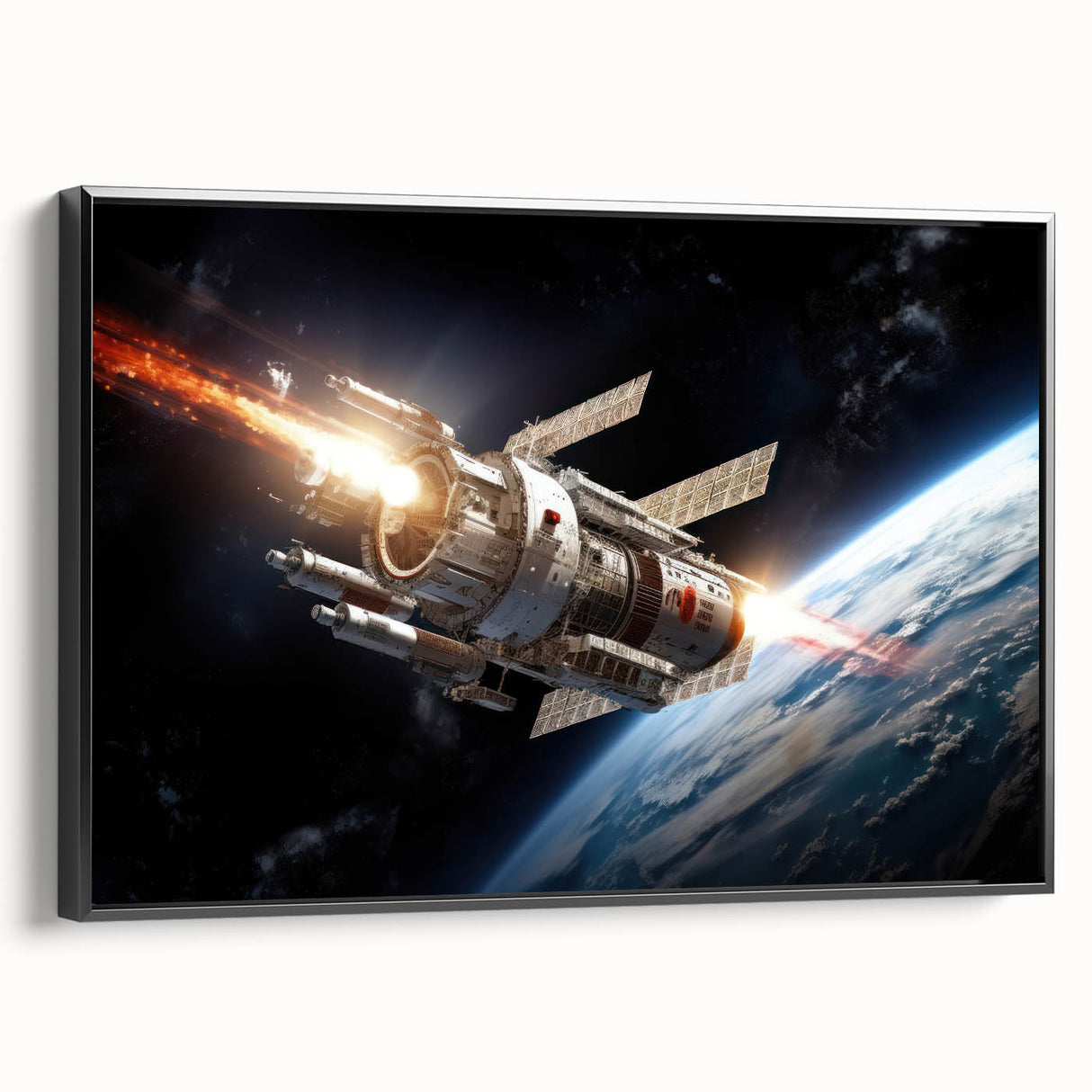 Satellite Launch Over Earth - Space-Themed Wall Art for Home Decor