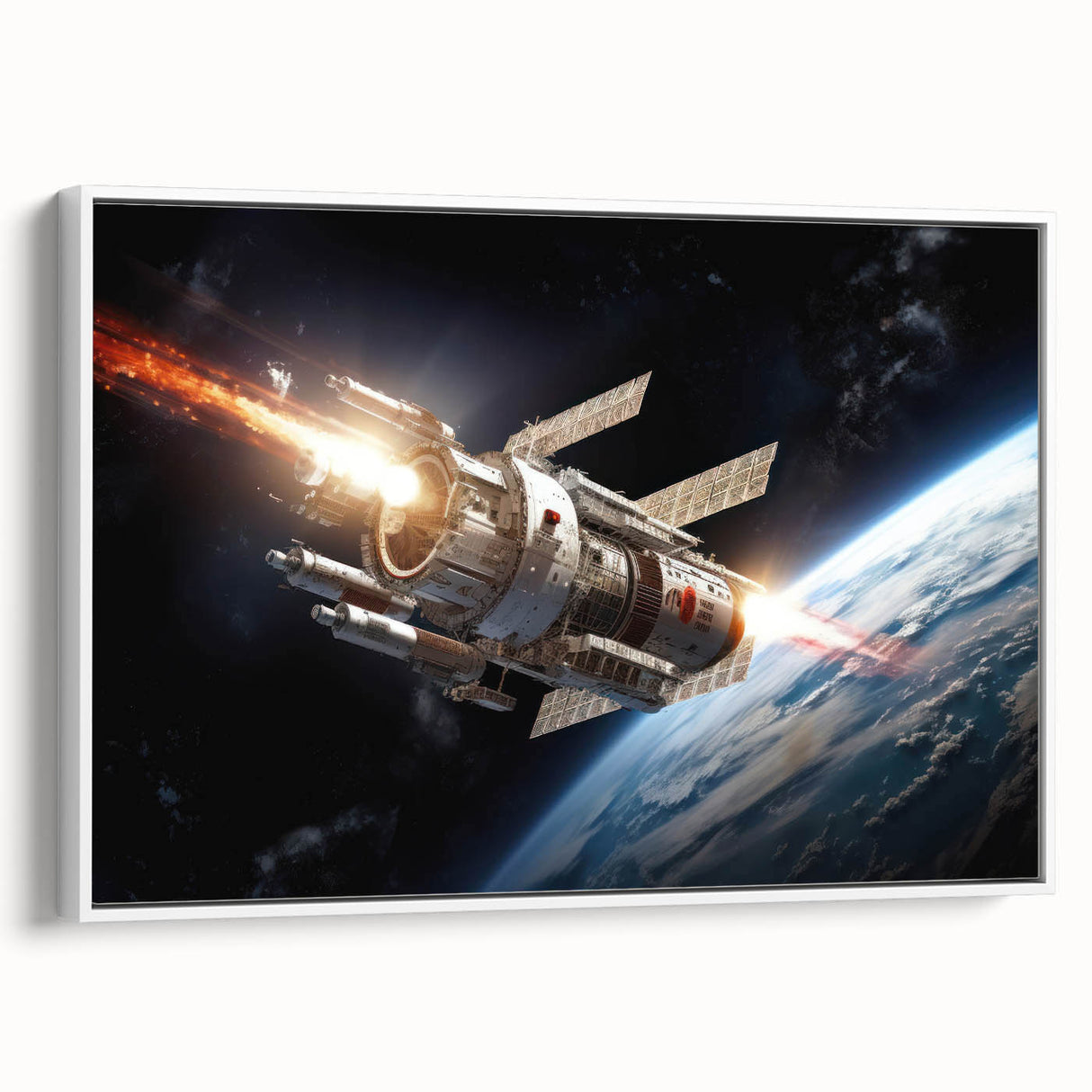 Satellite Launch Over Earth - Space-Themed Wall Art for Home Decor