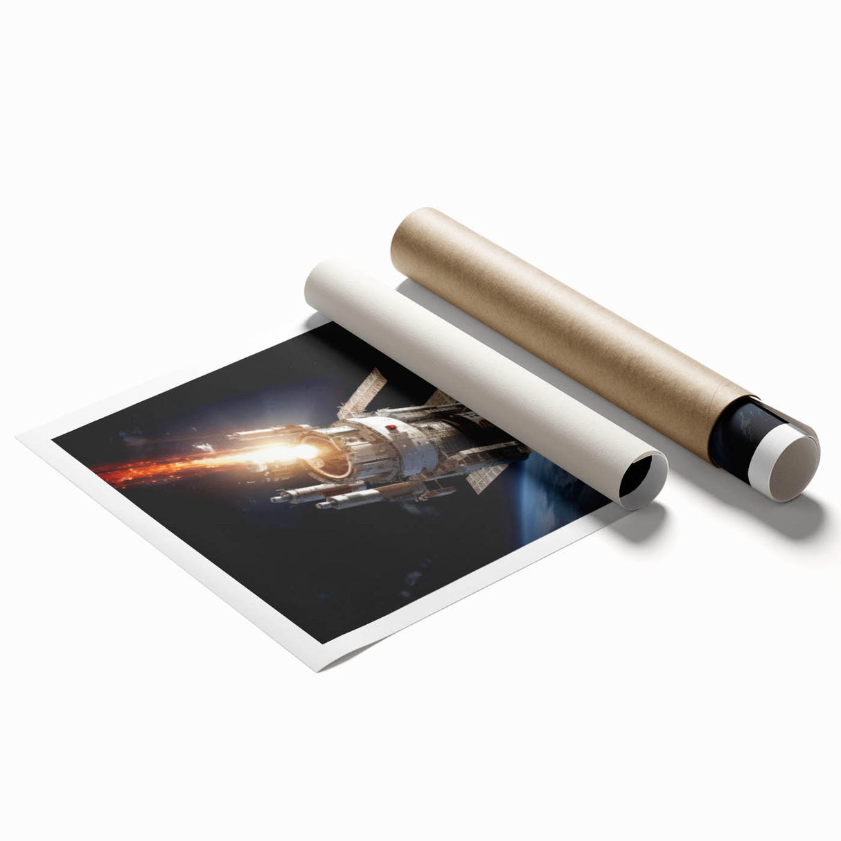 Satellite Launch Over Earth - Space-Themed Wall Art for Home Decor