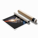 Satellite Launch Over Earth - Space-Themed Wall Art for Home Decor