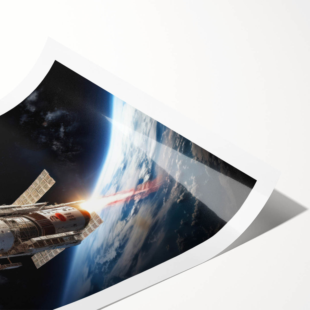 Satellite Launch Over Earth - Space-Themed Wall Art for Home Decor