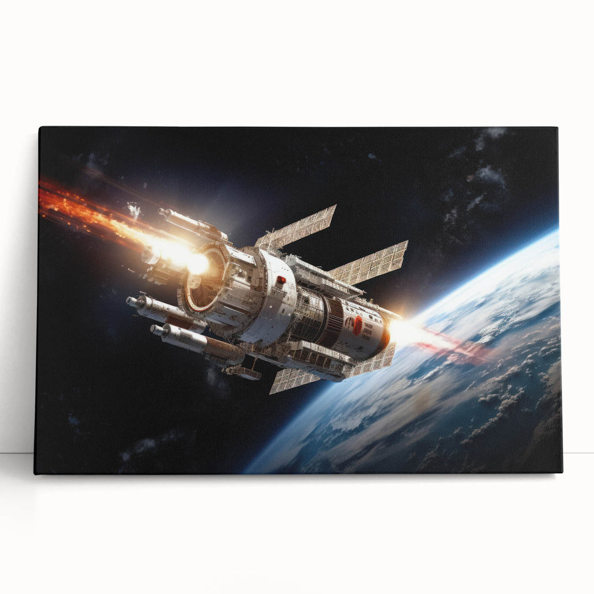 Satellite Launch Over Earth - Space-Themed Wall Art for Home Decor