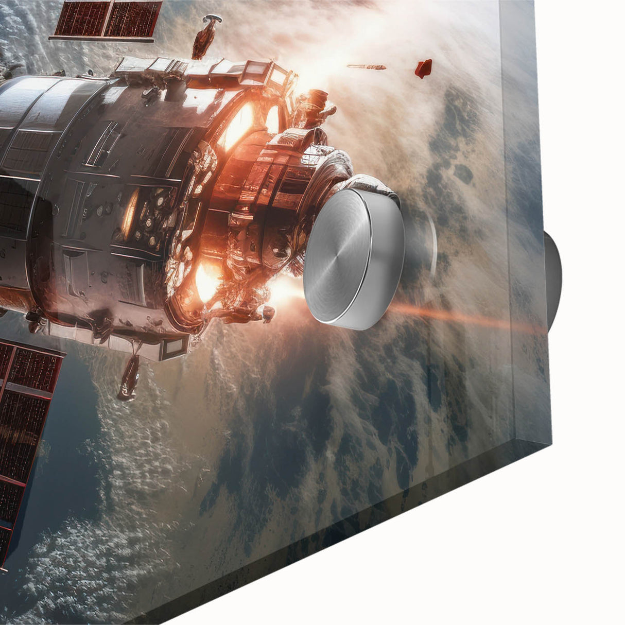Satellite Firing Through Space - Cosmic Wall Art for Space Lovers
