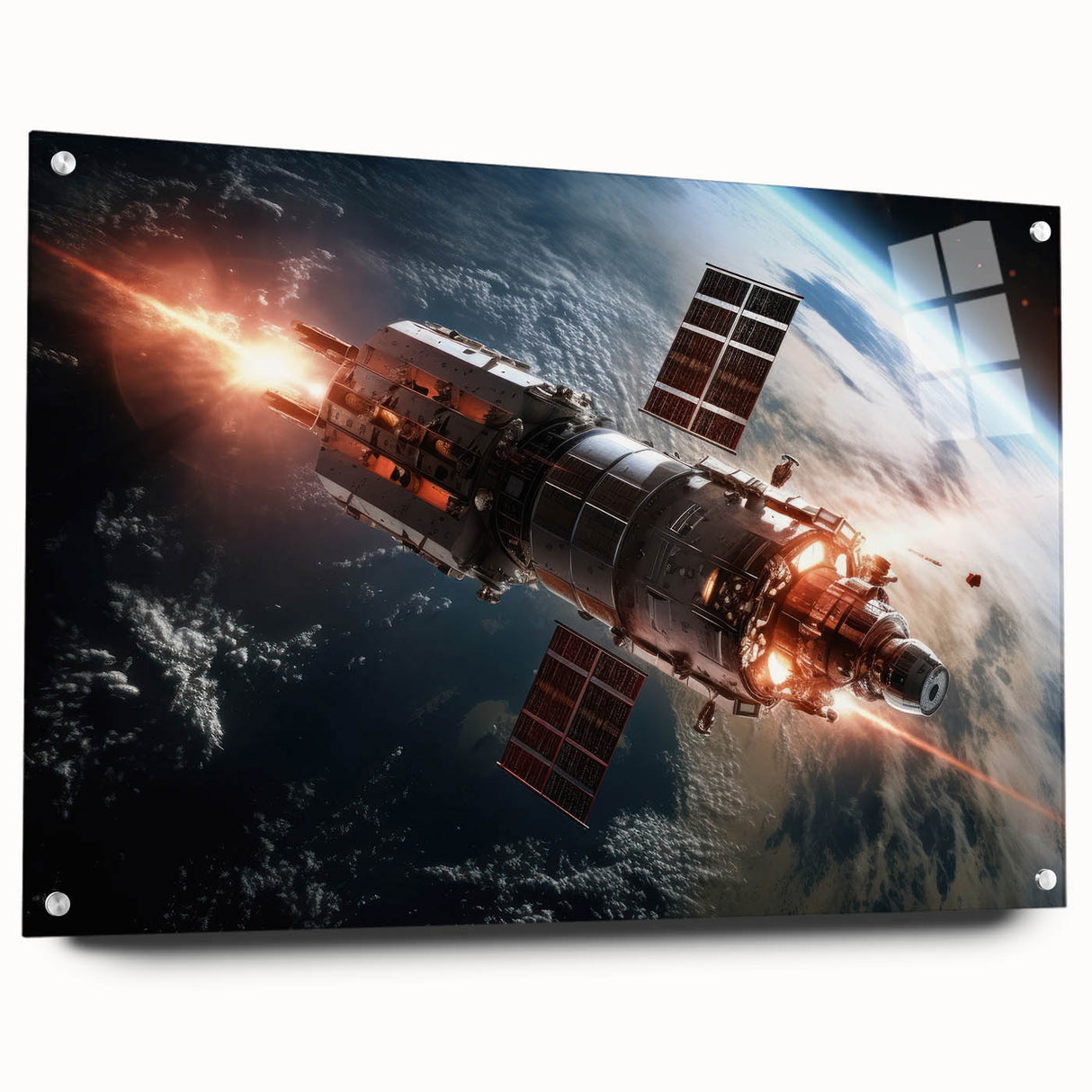 Satellite Firing Through Space - Cosmic Wall Art for Space Lovers
