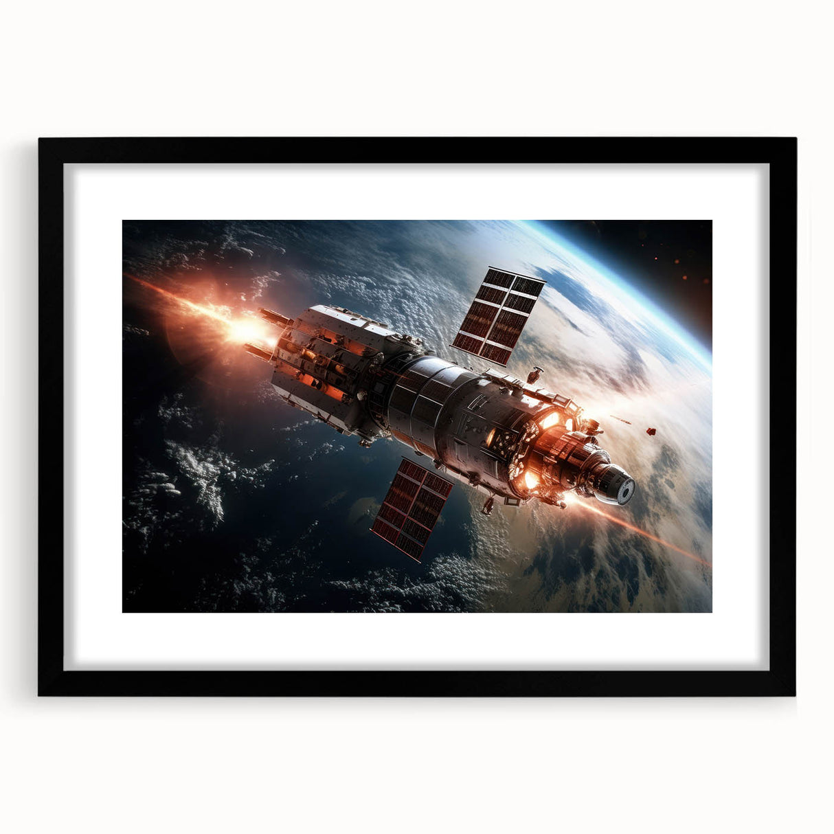 Satellite Firing Through Space - Cosmic Wall Art for Space Lovers
