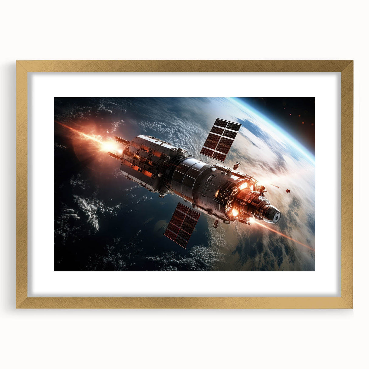 Satellite Firing Through Space - Cosmic Wall Art for Space Lovers