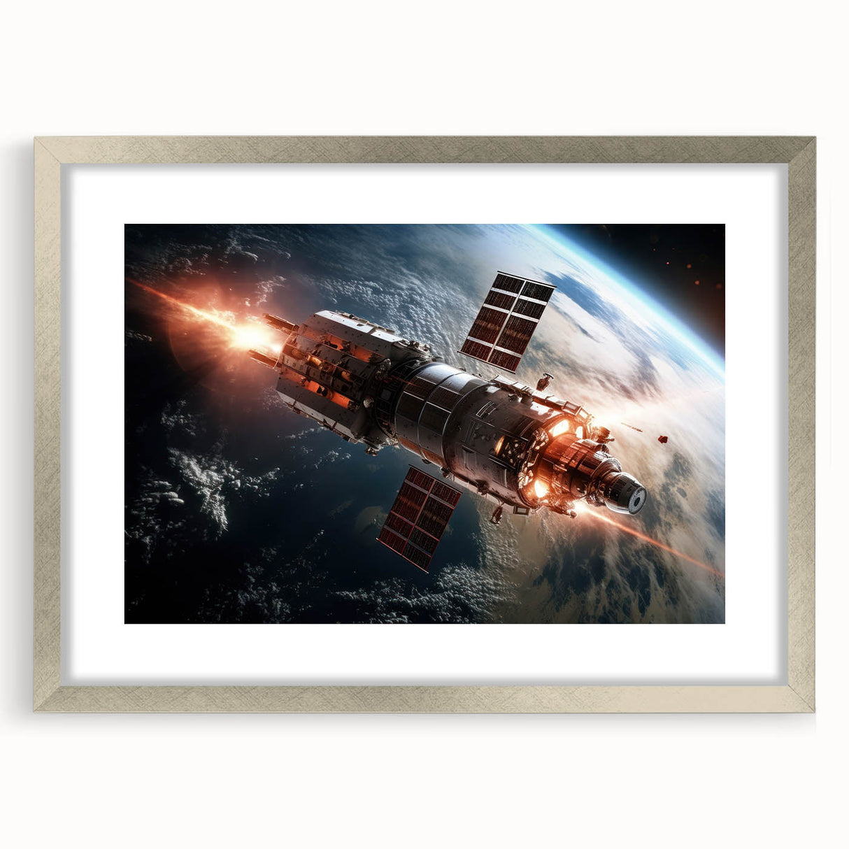 Satellite Firing Through Space - Cosmic Wall Art for Space Lovers