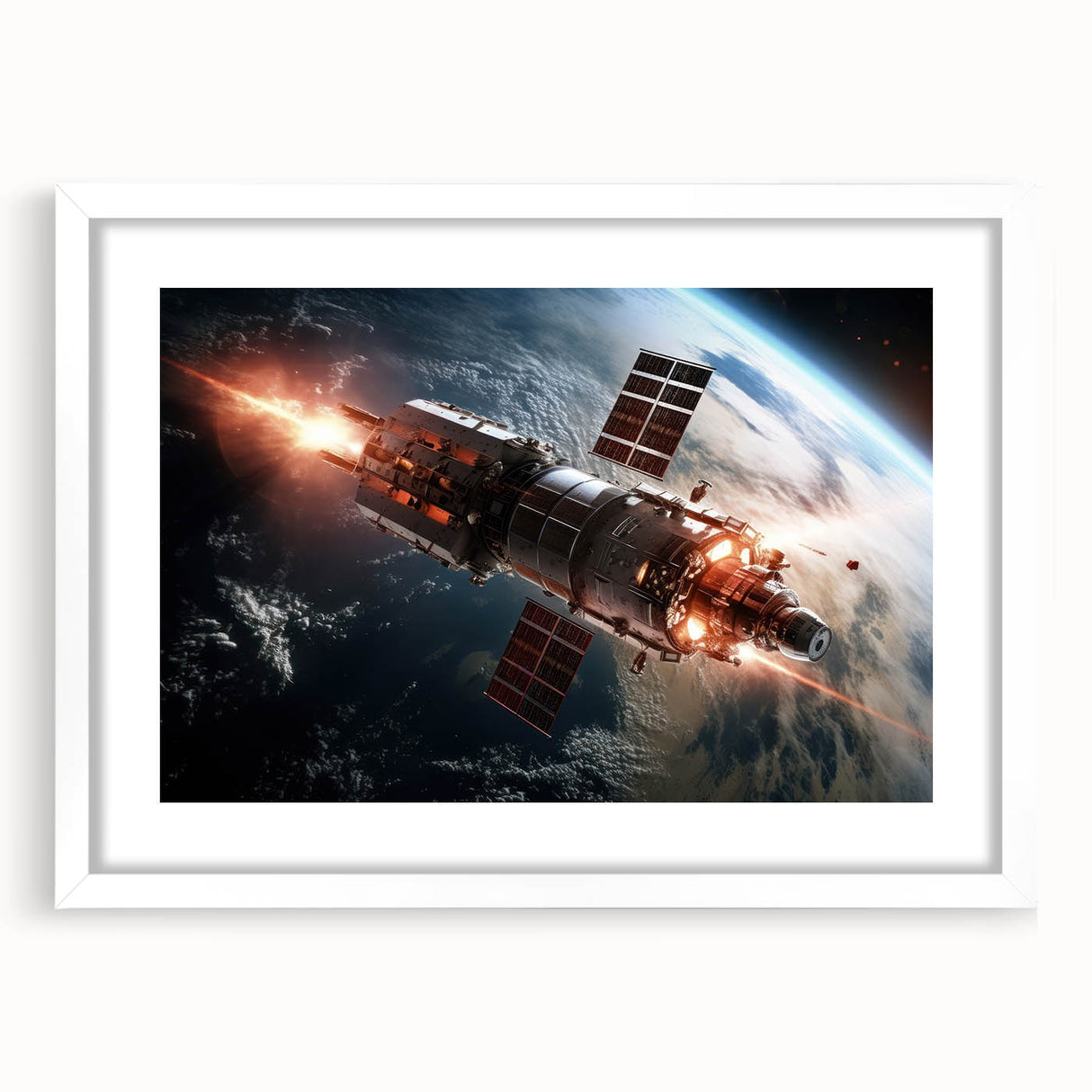 Satellite Firing Through Space - Cosmic Wall Art for Space Lovers