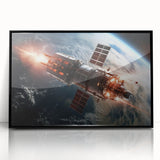 Satellite Firing Through Space - Cosmic Wall Art for Space Lovers