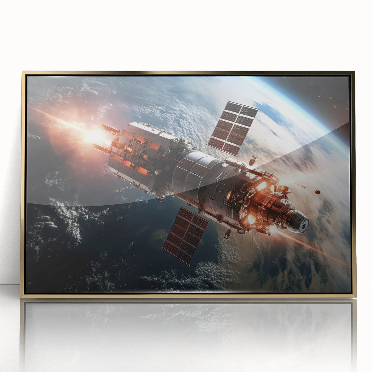 Satellite Firing Through Space - Cosmic Wall Art for Space Lovers
