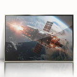 Satellite Firing Through Space - Cosmic Wall Art for Space Lovers