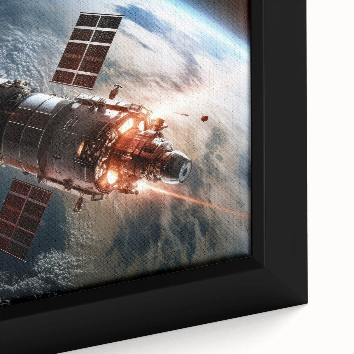 Satellite Firing Through Space - Cosmic Wall Art for Space Lovers