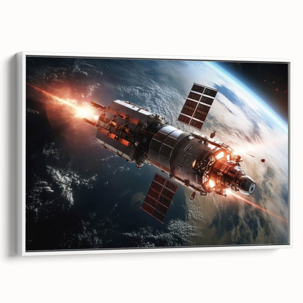 Satellite Firing Through Space - Cosmic Wall Art for Space Lovers