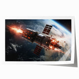 Satellite Firing Through Space - Cosmic Wall Art for Space Lovers