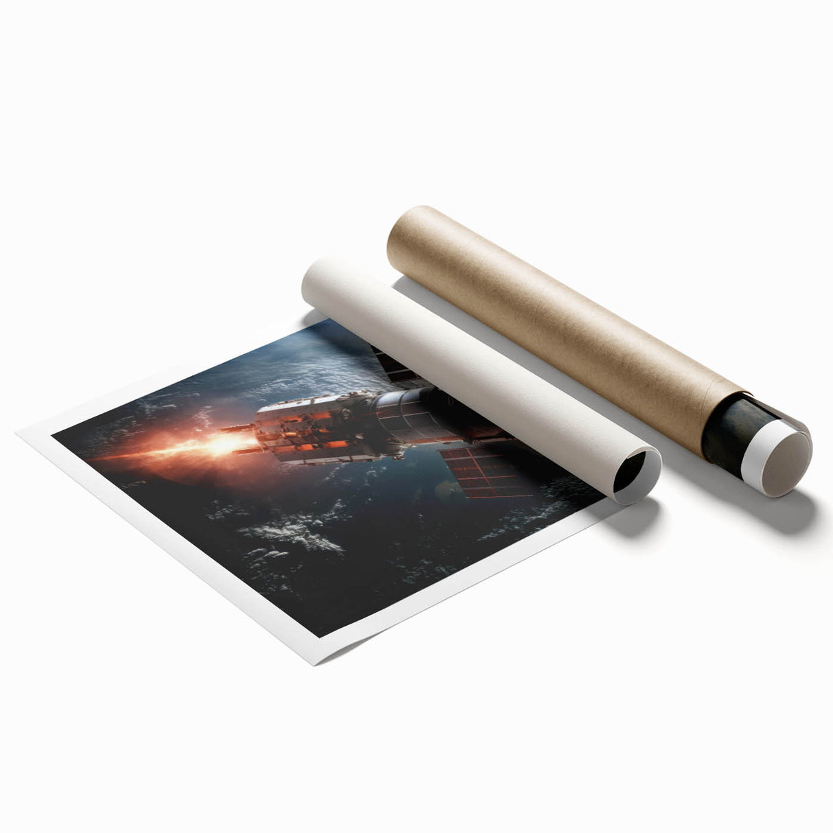 Satellite Firing Through Space - Cosmic Wall Art for Space Lovers