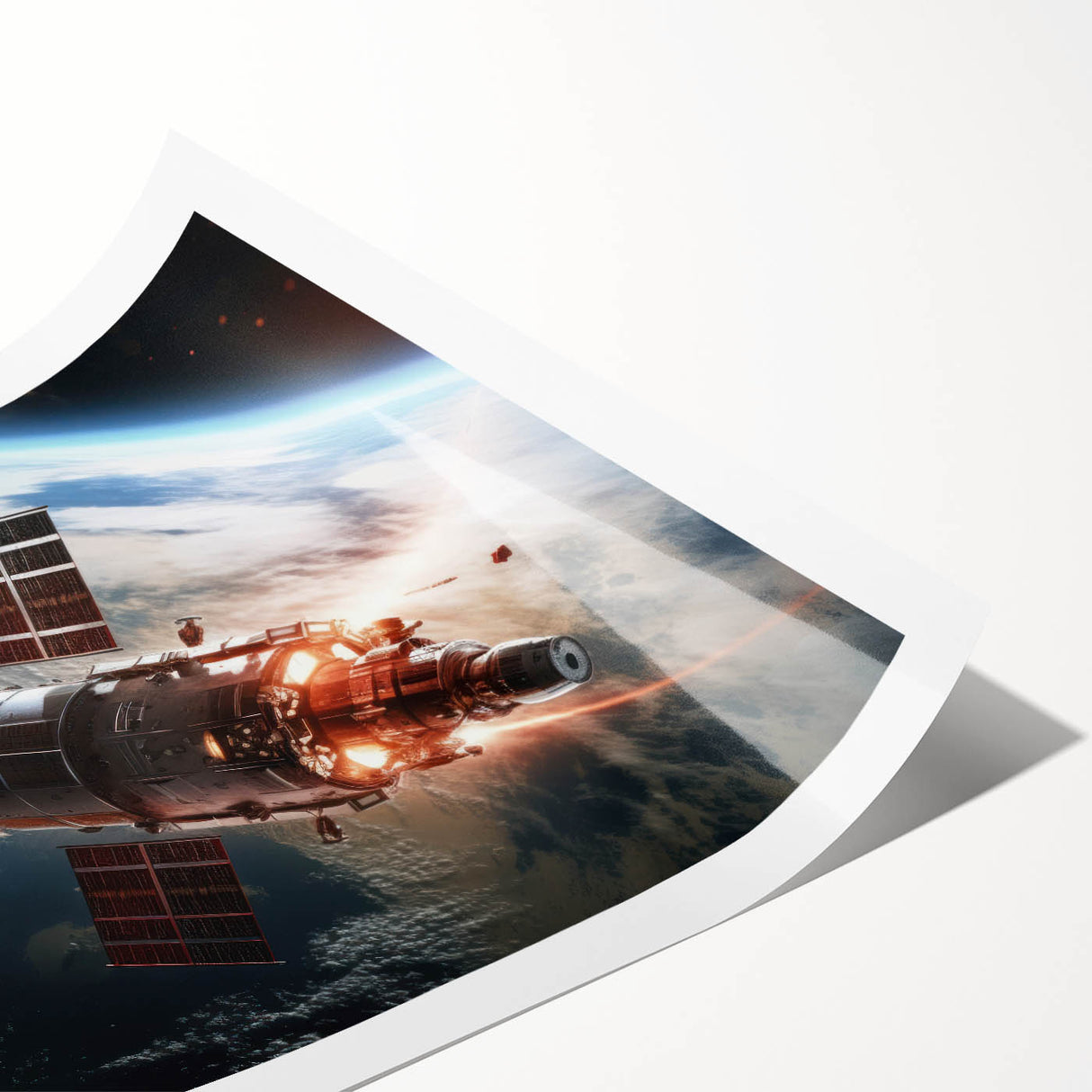 Satellite Firing Through Space - Cosmic Wall Art for Space Lovers