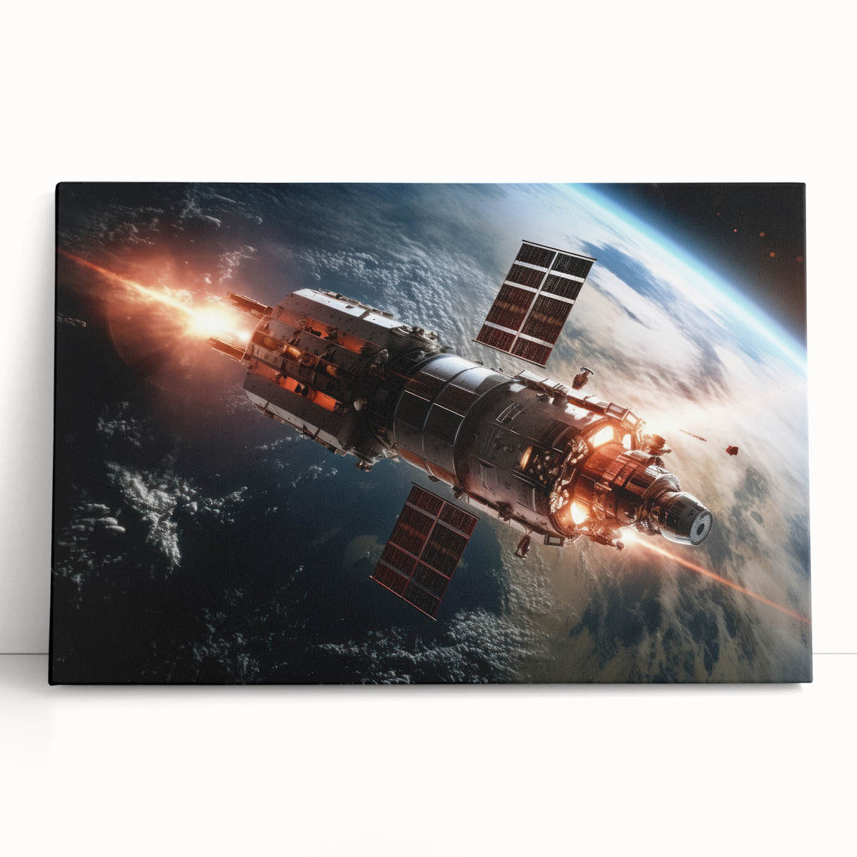 Satellite Firing Through Space - Cosmic Wall Art for Space Lovers