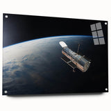Satellite Orbiting Earth - Stunning Cosmic Wall Art for Home Decor