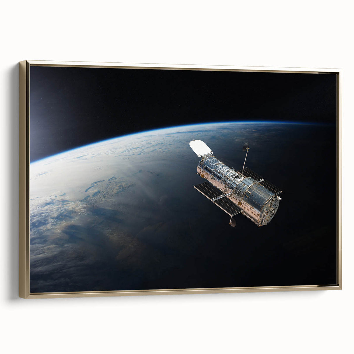 Satellite Orbiting Earth - Stunning Cosmic Wall Art for Home Decor