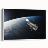 Satellite Orbiting Earth - Stunning Cosmic Wall Art for Home Decor