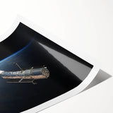 Satellite Orbiting Earth - Stunning Cosmic Wall Art for Home Decor