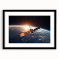 Satellite at Sunrise Over Earth - Stunning Cosmic Wall Decor Art