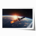 Satellite at Sunrise Over Earth - Stunning Cosmic Wall Decor Art