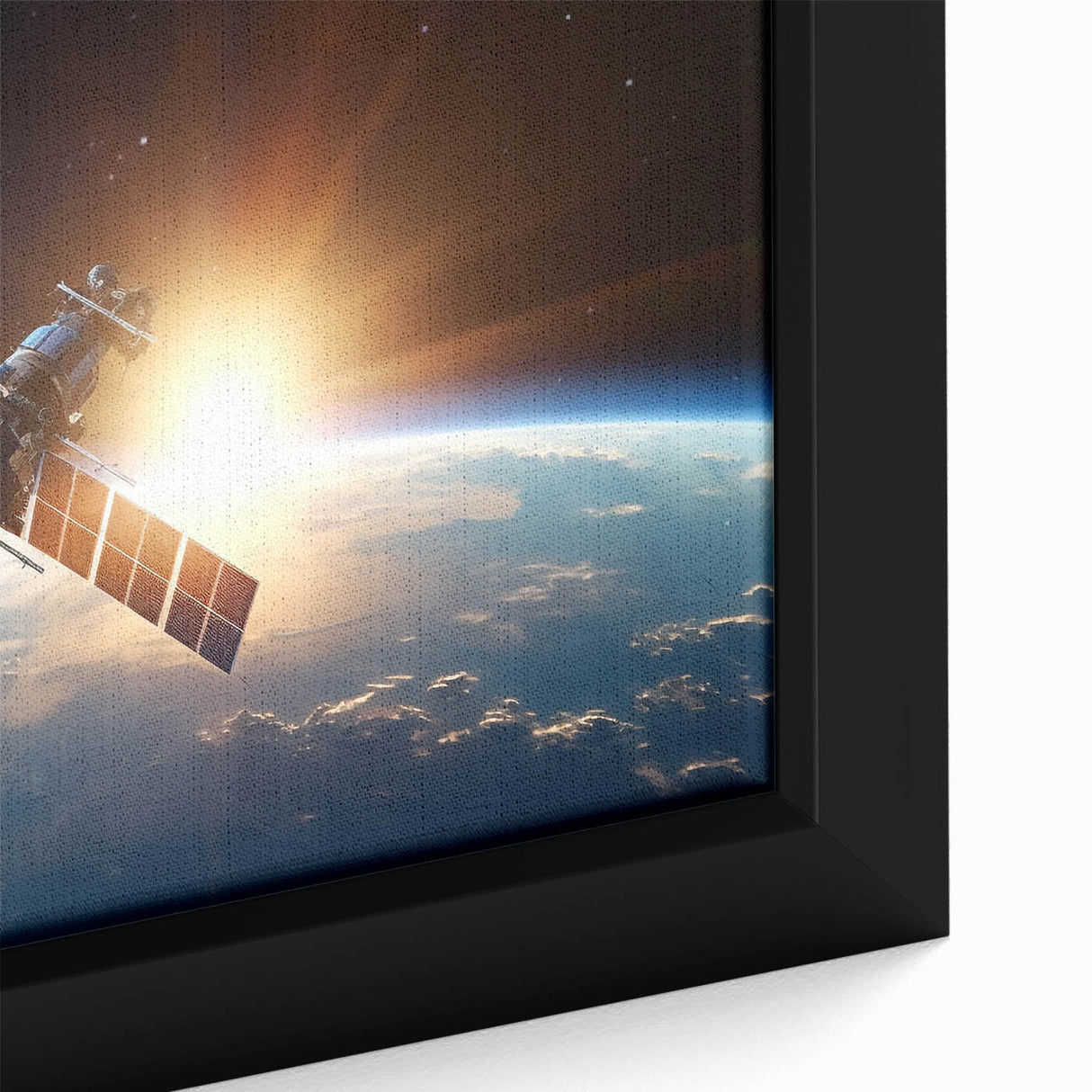 Satellite at Sunrise Over Earth - Cosmic Wall Art for Space Lovers