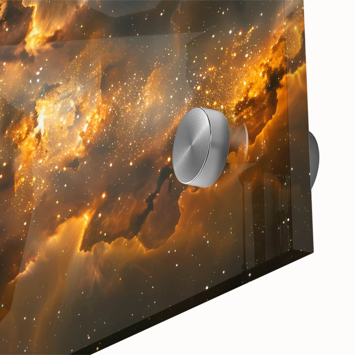 Golden Nebula Explosion Art - Space-Themed Cosmic Wall Decor Print