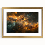 Golden Nebula Explosion Art - Space-Themed Cosmic Wall Decor Print