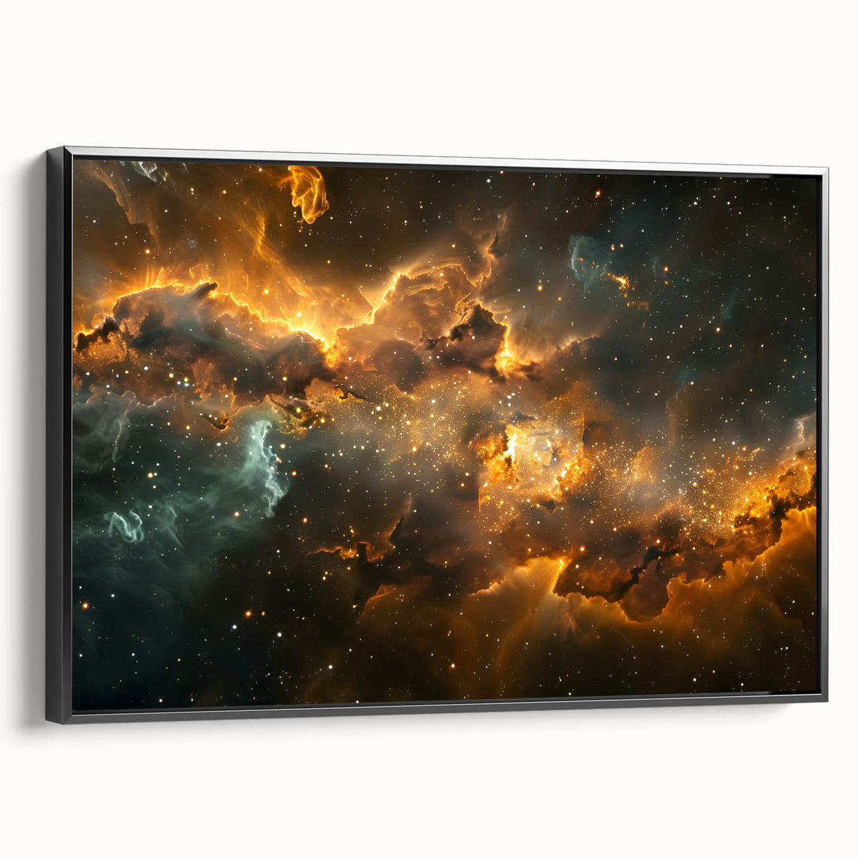 Golden Nebula Explosion Art - Space-Themed Cosmic Wall Decor Print
