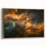 Golden Nebula Explosion Art - Space-Themed Cosmic Wall Decor Print