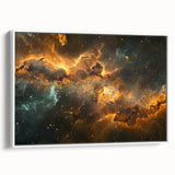 Golden Nebula Explosion Art - Space-Themed Cosmic Wall Decor Print